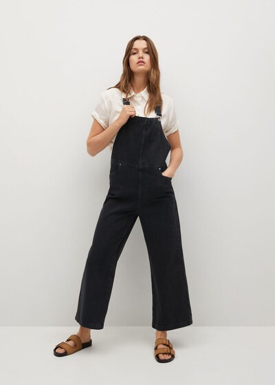 MANGO Latzjeans 'Ares' in black denim, Modelansicht