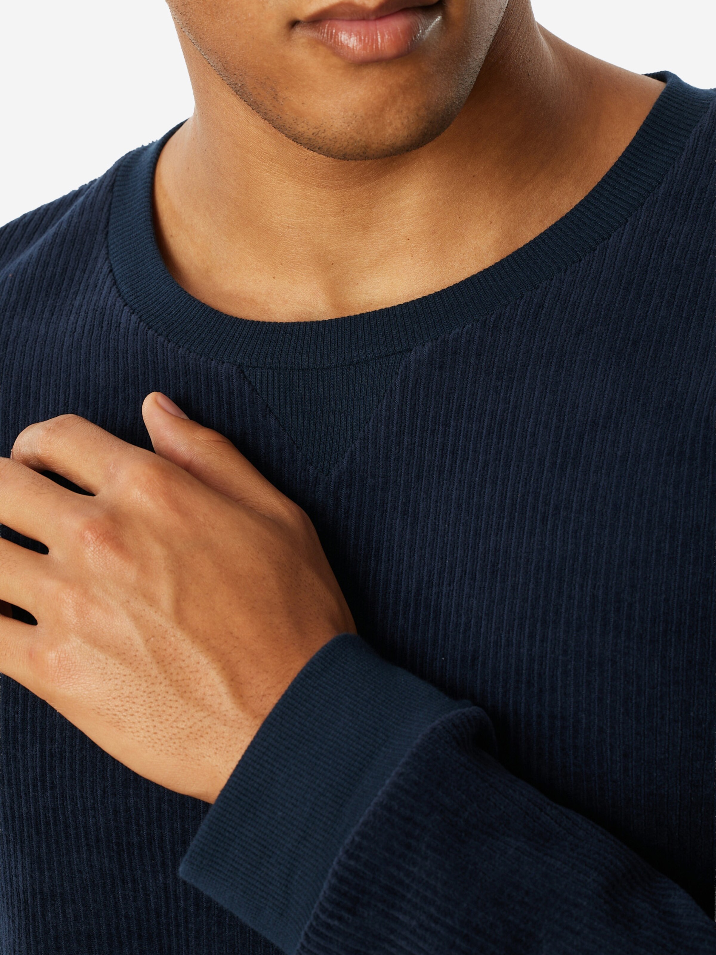 SCHIESSER Pajamas long ' Selected Premium Warming ' in Blue