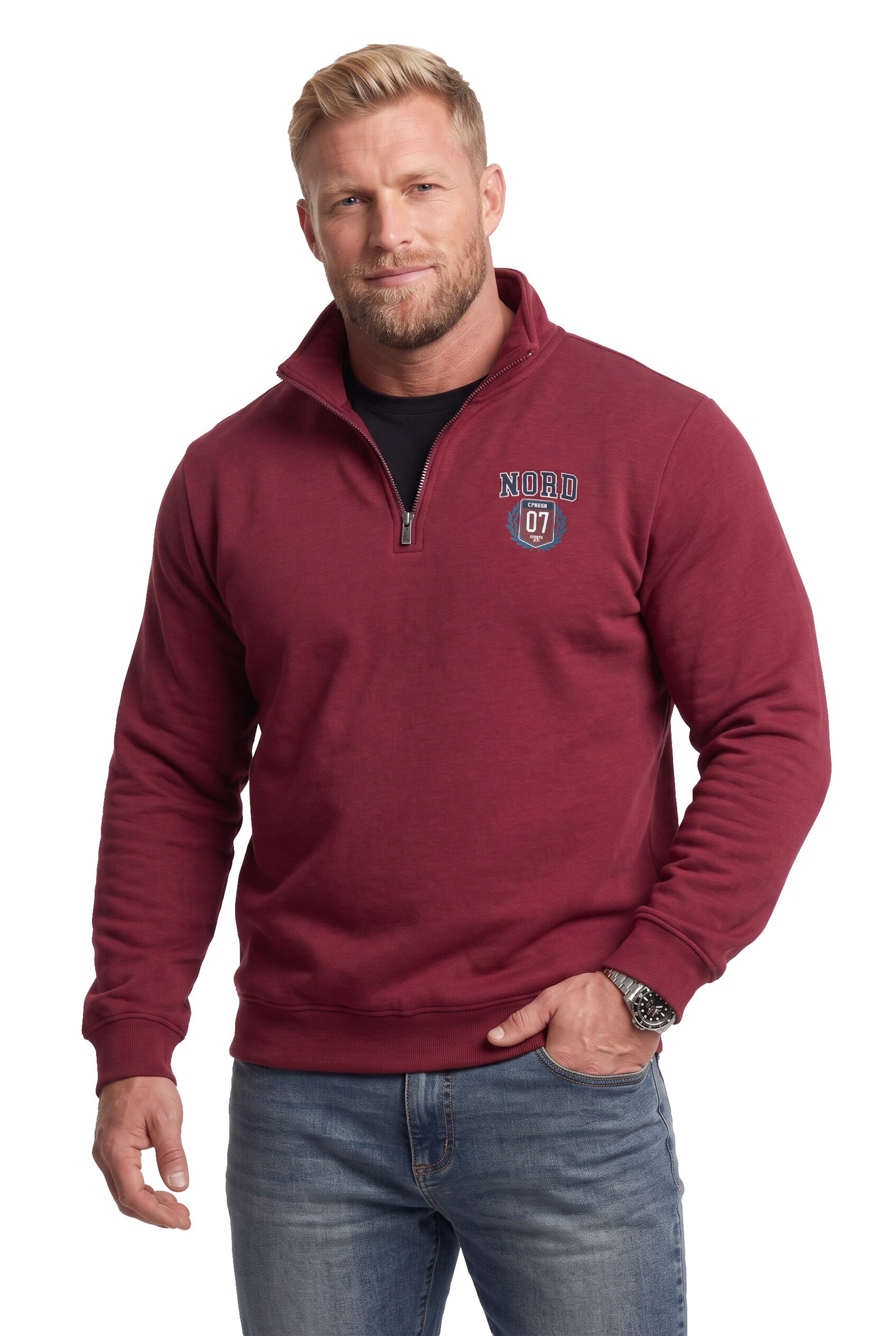 Men Plus Sweatshirt in Rot: Vorderseite