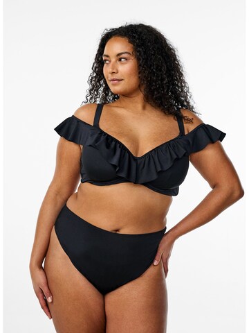 Swim by Zizzi Kolmnurk Bikiinitopp 'Sallica', värv must