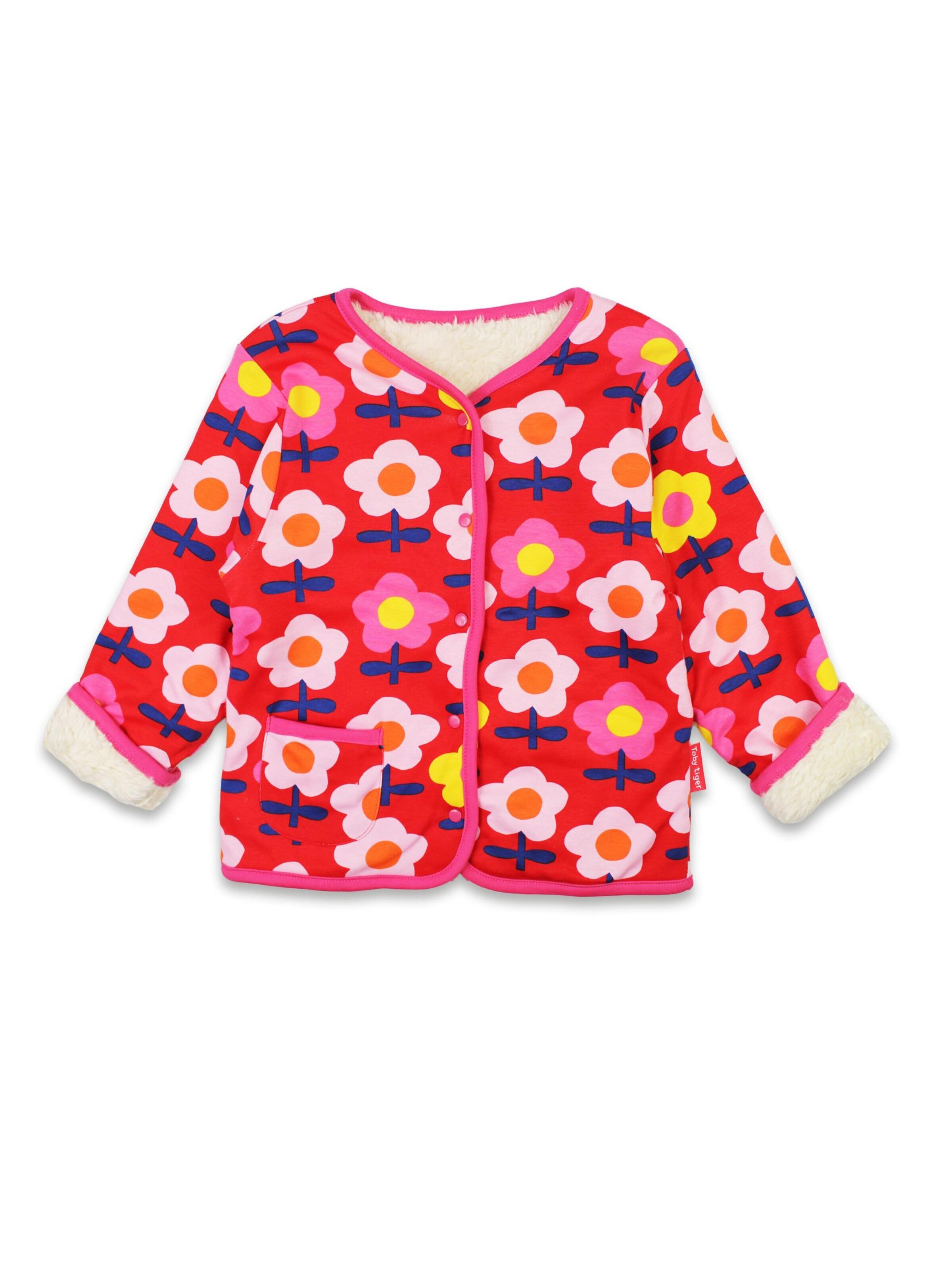 Toby Tiger Fleece Jacket in Pink: front