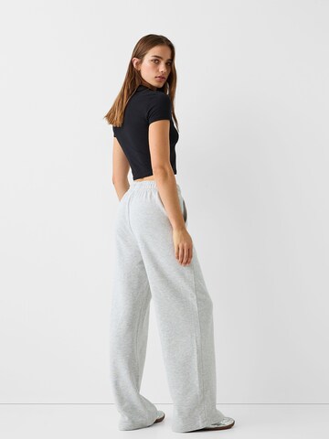 Bershka Wide Leg Hose in Grau