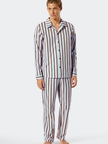 SCHIESSER Long Pajamas 'Modern Stripes' in Blue: front