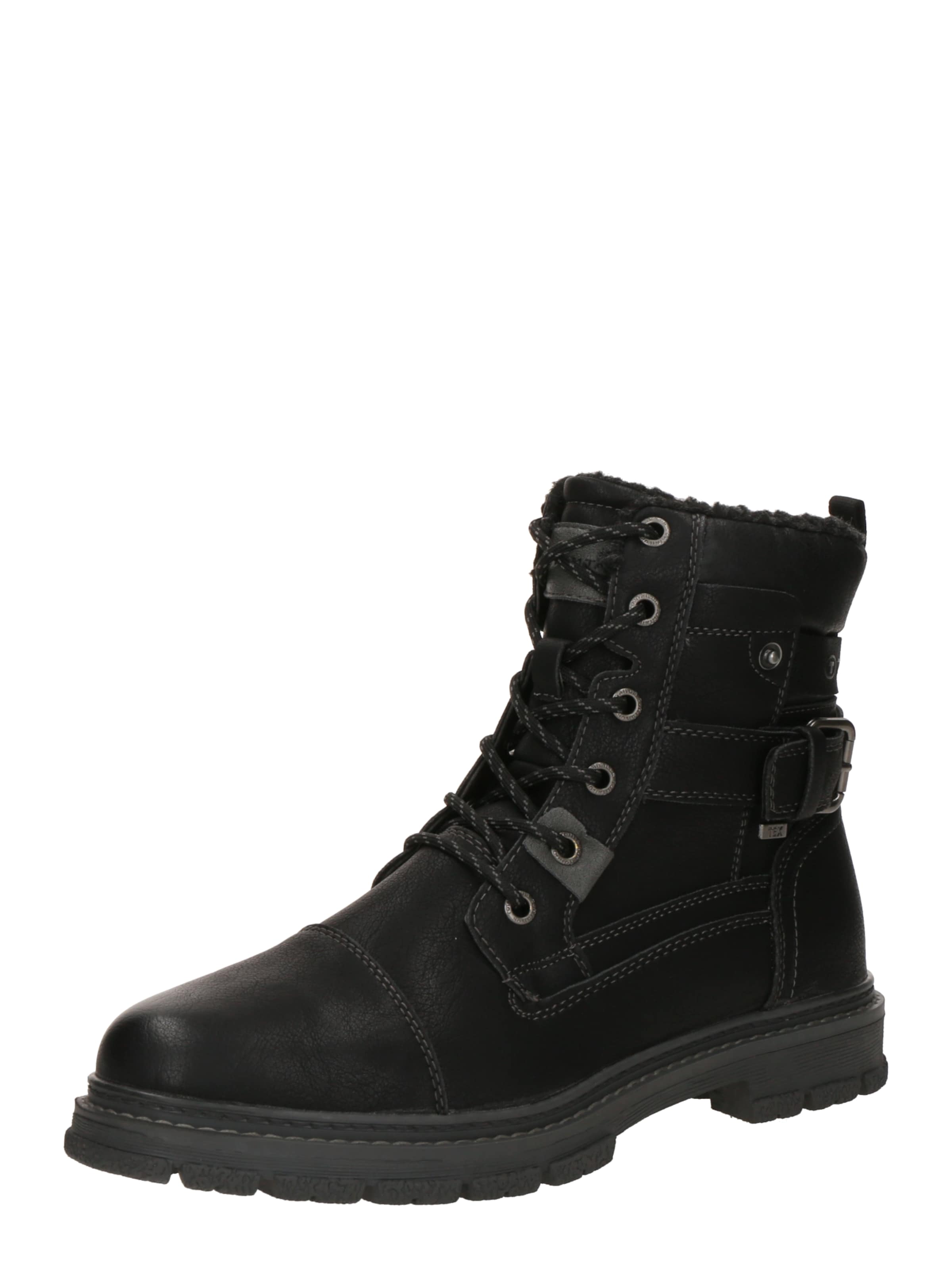 TOM TAILOR Lace-Up Boots in Black: front