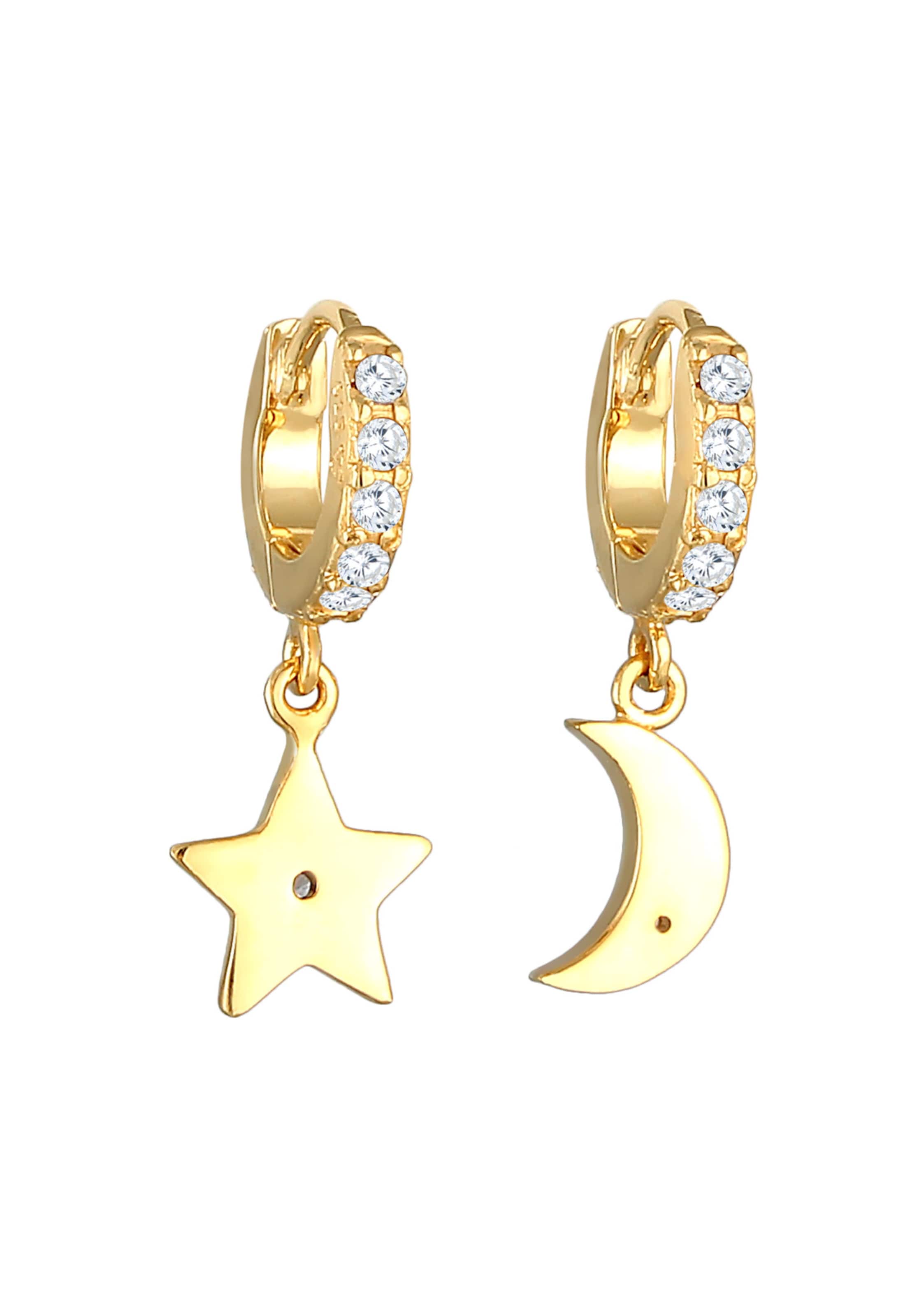 ELLI Ohrringe Creole, Halbmond, Sterne in Gold