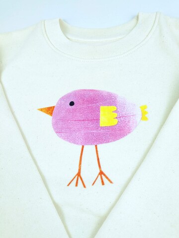 MelaDi Sweatshirt 'Lila Vogel' in White