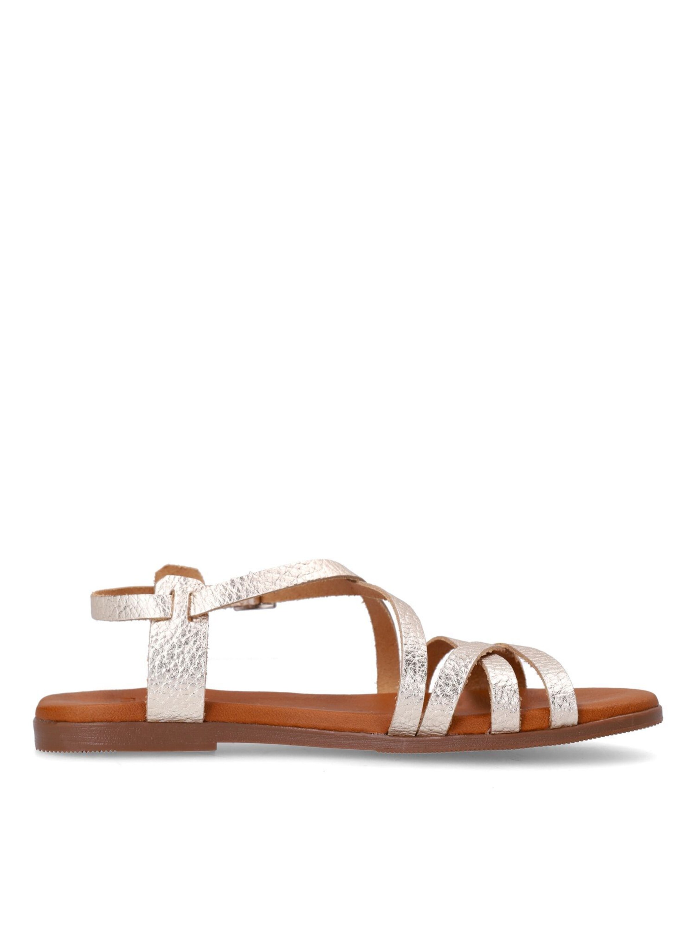 MANFIELD Strap Sandals 'Flache' in Gold