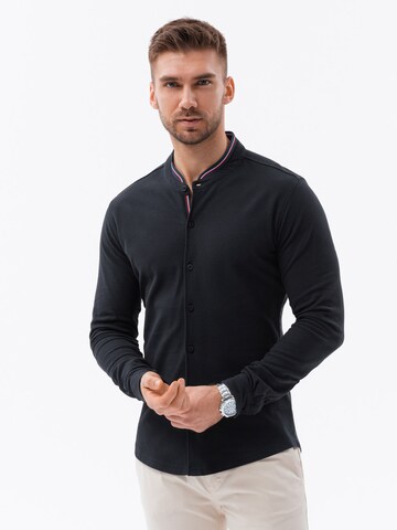 Ombre Slim fit Button Up Shirt 'K542' in Black: front