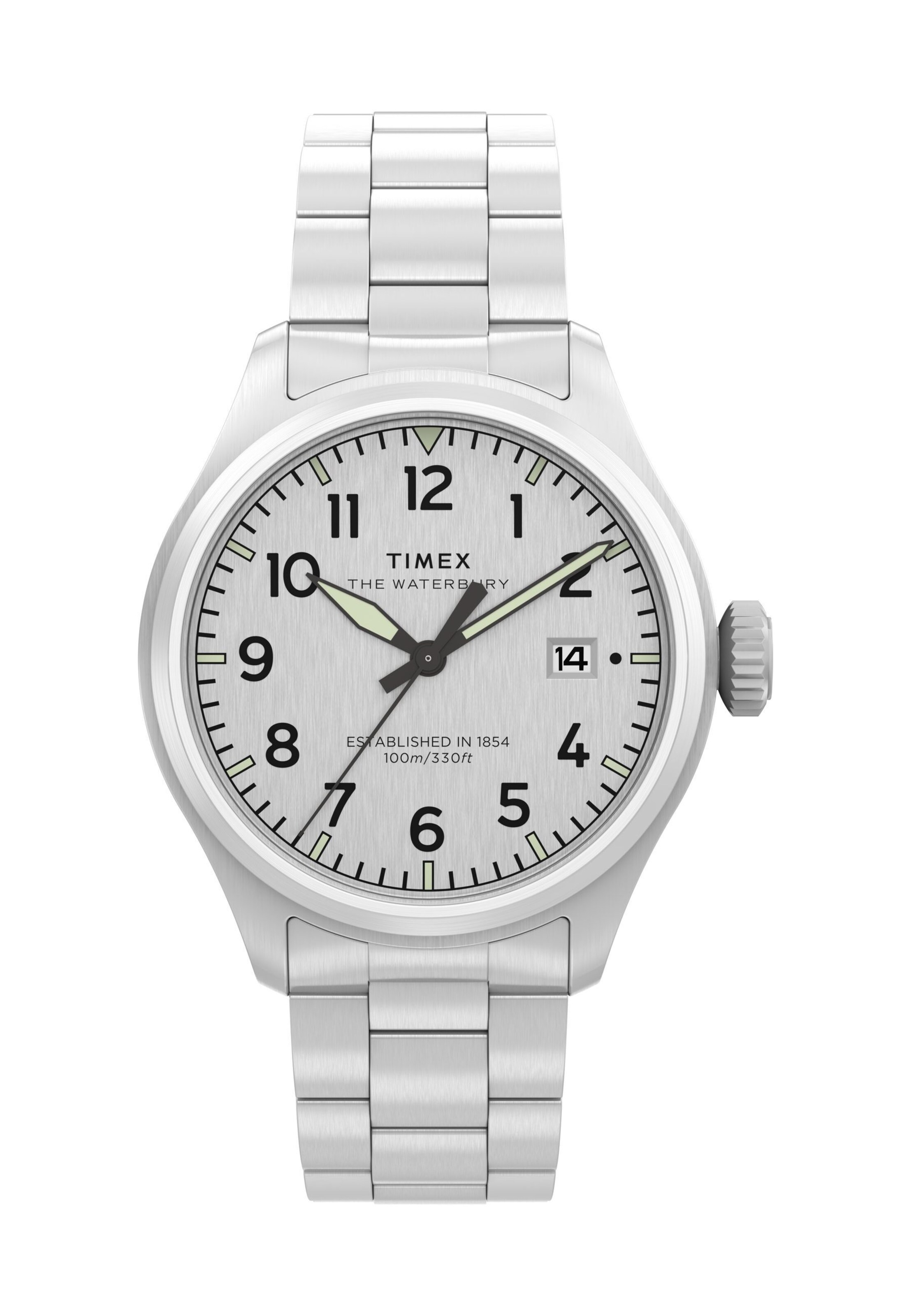 Montre à affichage analogique TIMEX en argent : devant