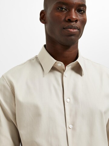 SELECTED HOMME Slim fit Button Up Shirt 'SLHEthan' in Beige