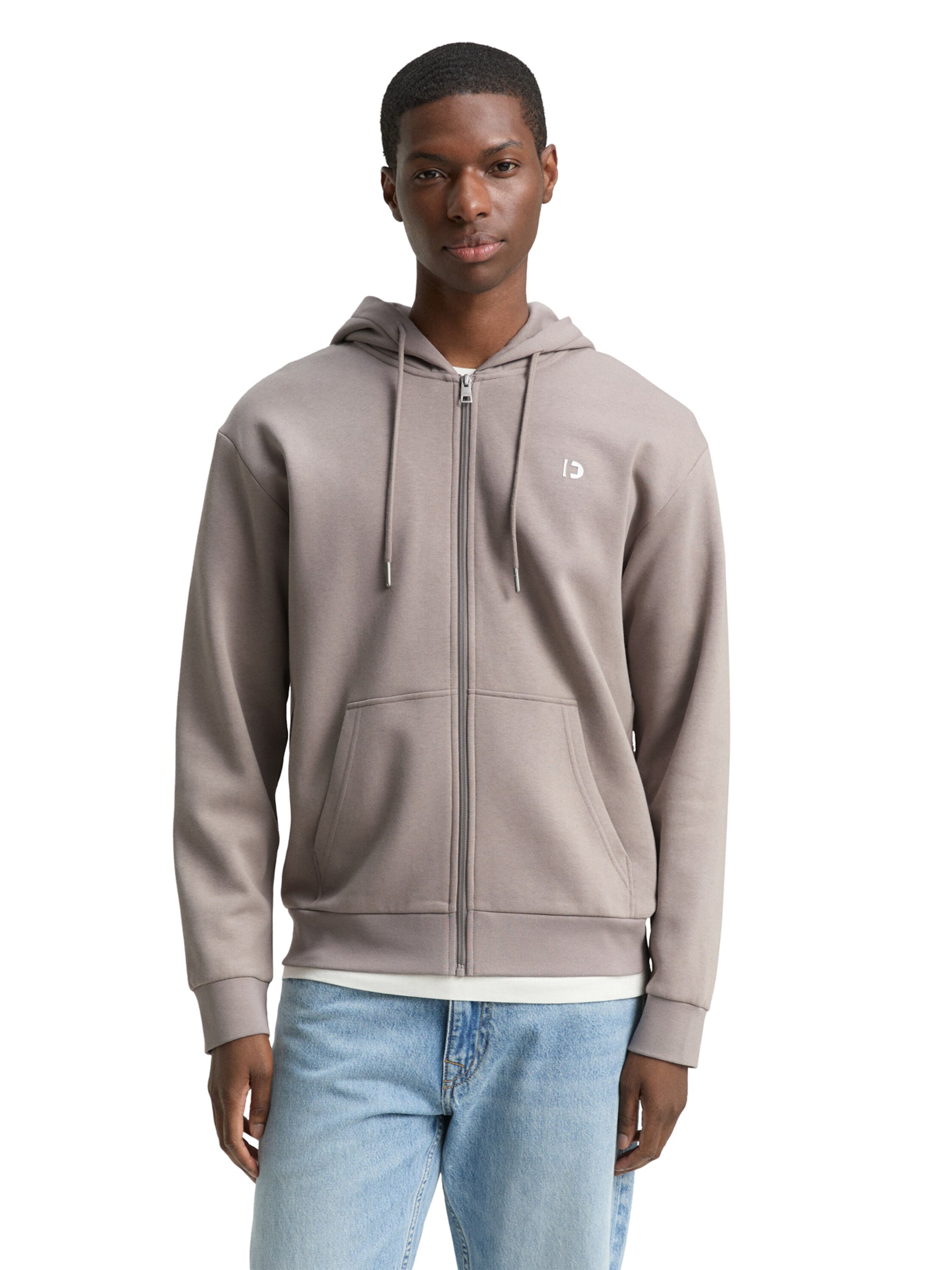 TOM TAILOR DENIM Кофта на молнии в Коричневый: спереди