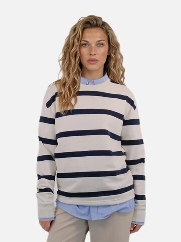 HEFTYKA Sweatshirt 'STRIPE CREW NECK SWEAT' in White