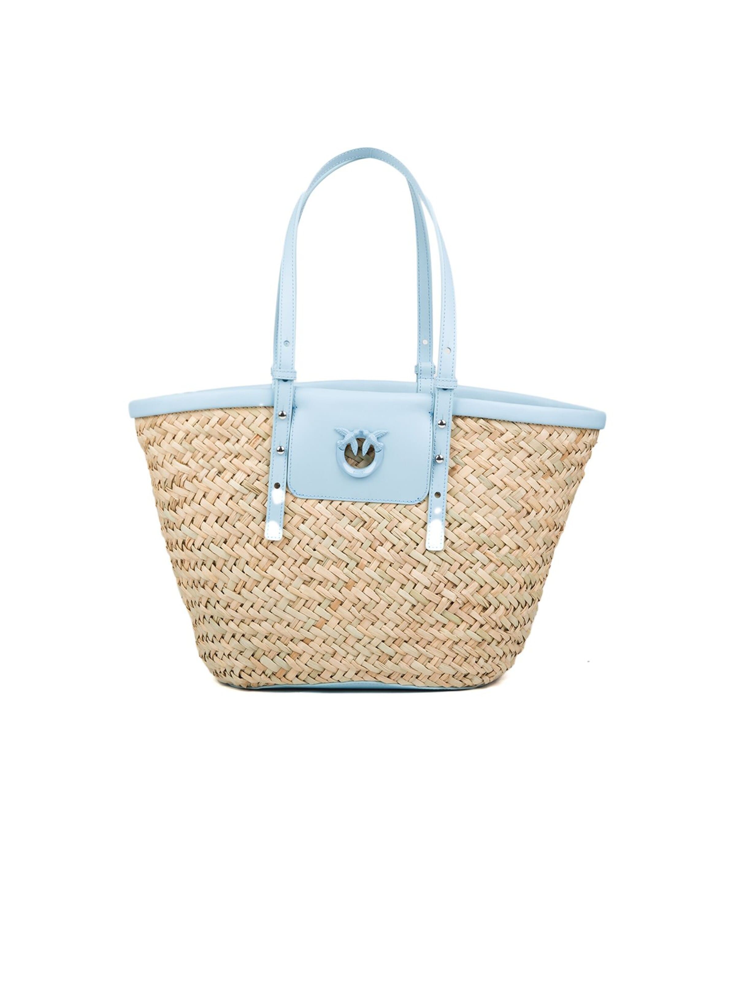 PINKO Handbag 'Love Summer Basket Rafia + Vit' in Beige: front