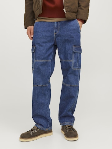 JACK & JONES regular Cargojeans 'IEDDIE WADE MF 924 STYD LN' i blå: forside