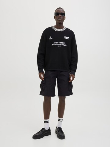 JACK & JONES Loosefit Cargohose in Schwarz