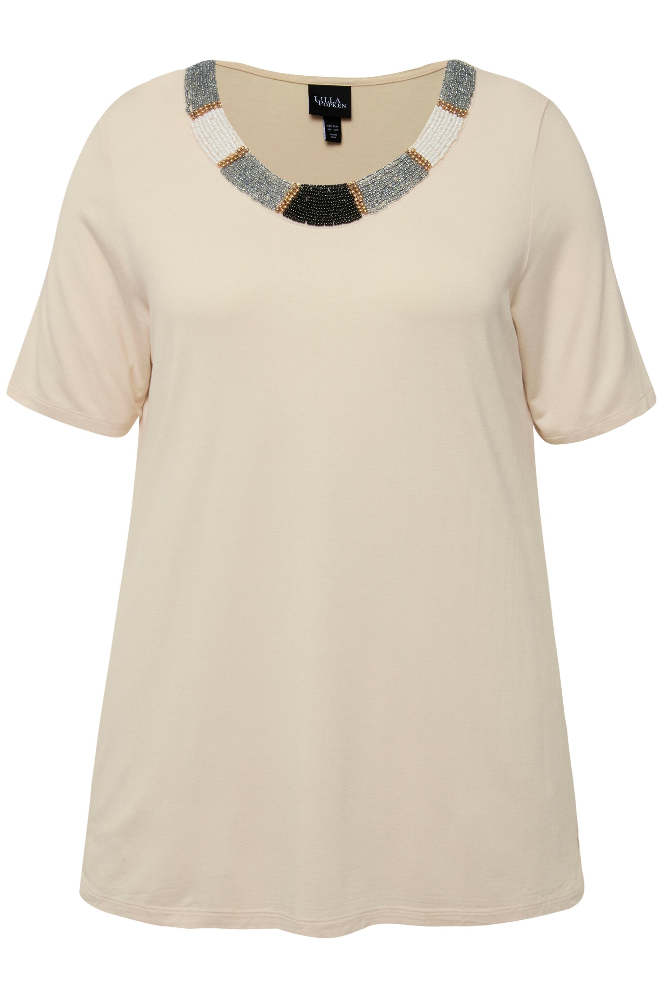T-shirt Ulla Popken en beige : devant