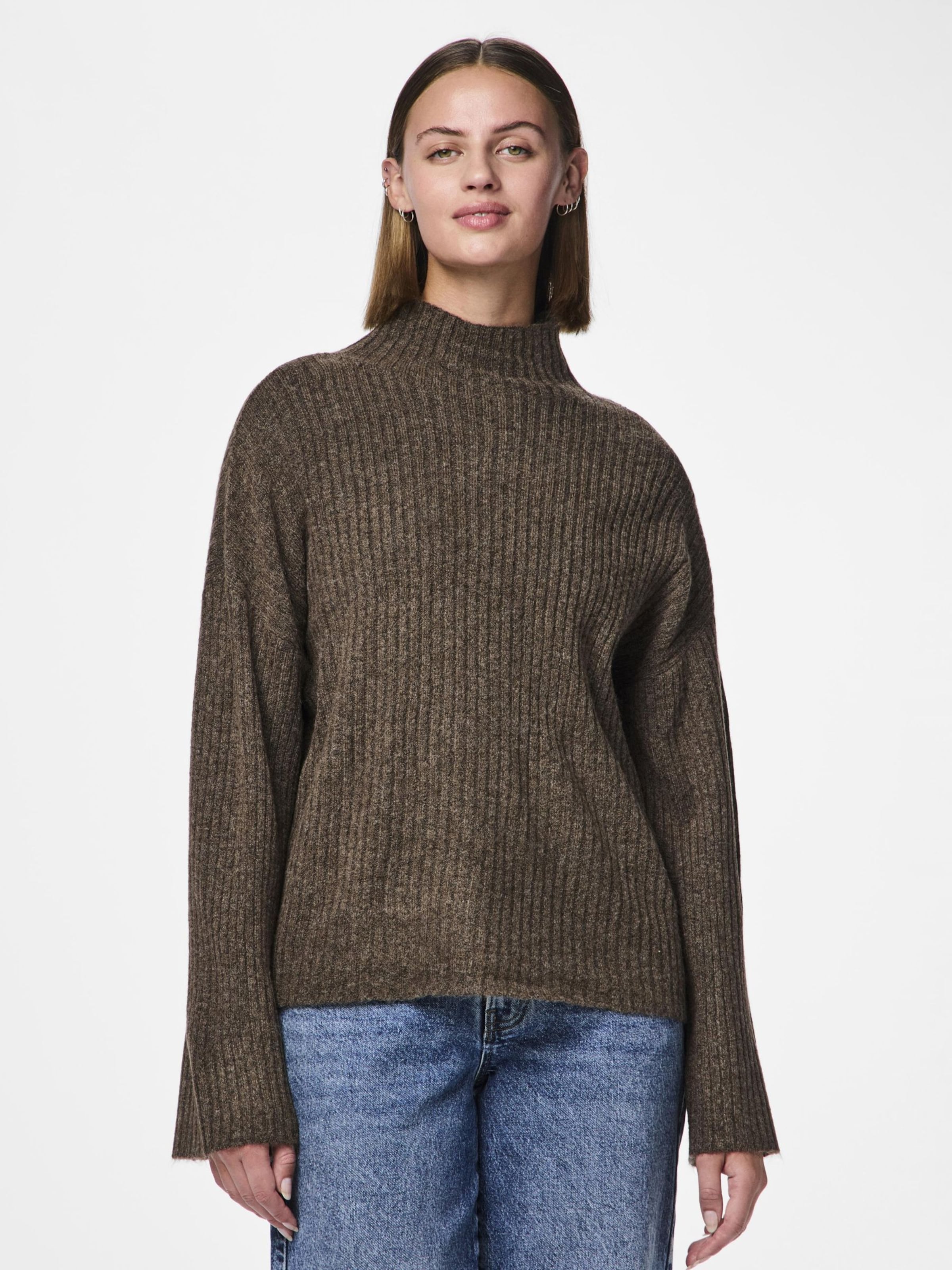 PIECES Pullover 'Tulle' in Braun