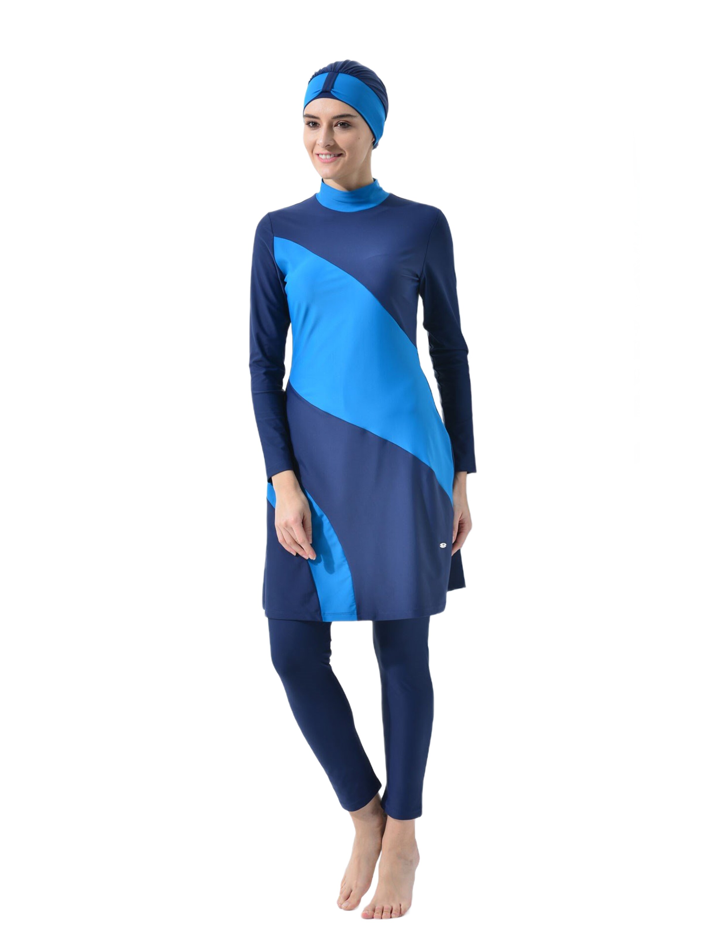 C&City T-shirt Badpakjurk 'Hijab' in Blauw