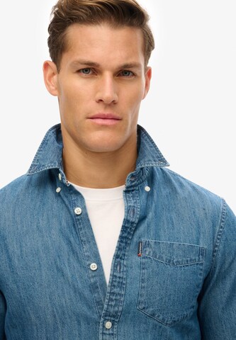 Superdry Regular fit Overhemd 'Essential' in Blauw