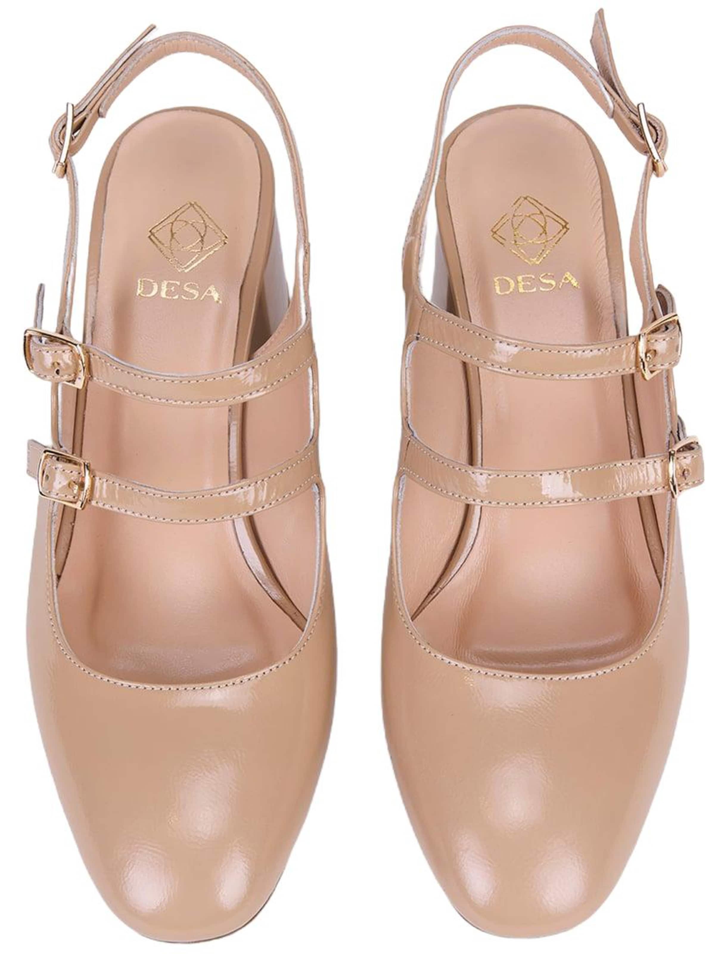 Desa - Zapatos destalonado 'DESA Damenschuhe mit Schnallendetail aus Lackleder und Blockabsatz' en beige