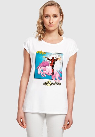ABSOLUTE CULT T-Shirt 'Deadpool - Unicorn Battle' in Weiß: Vorderseite