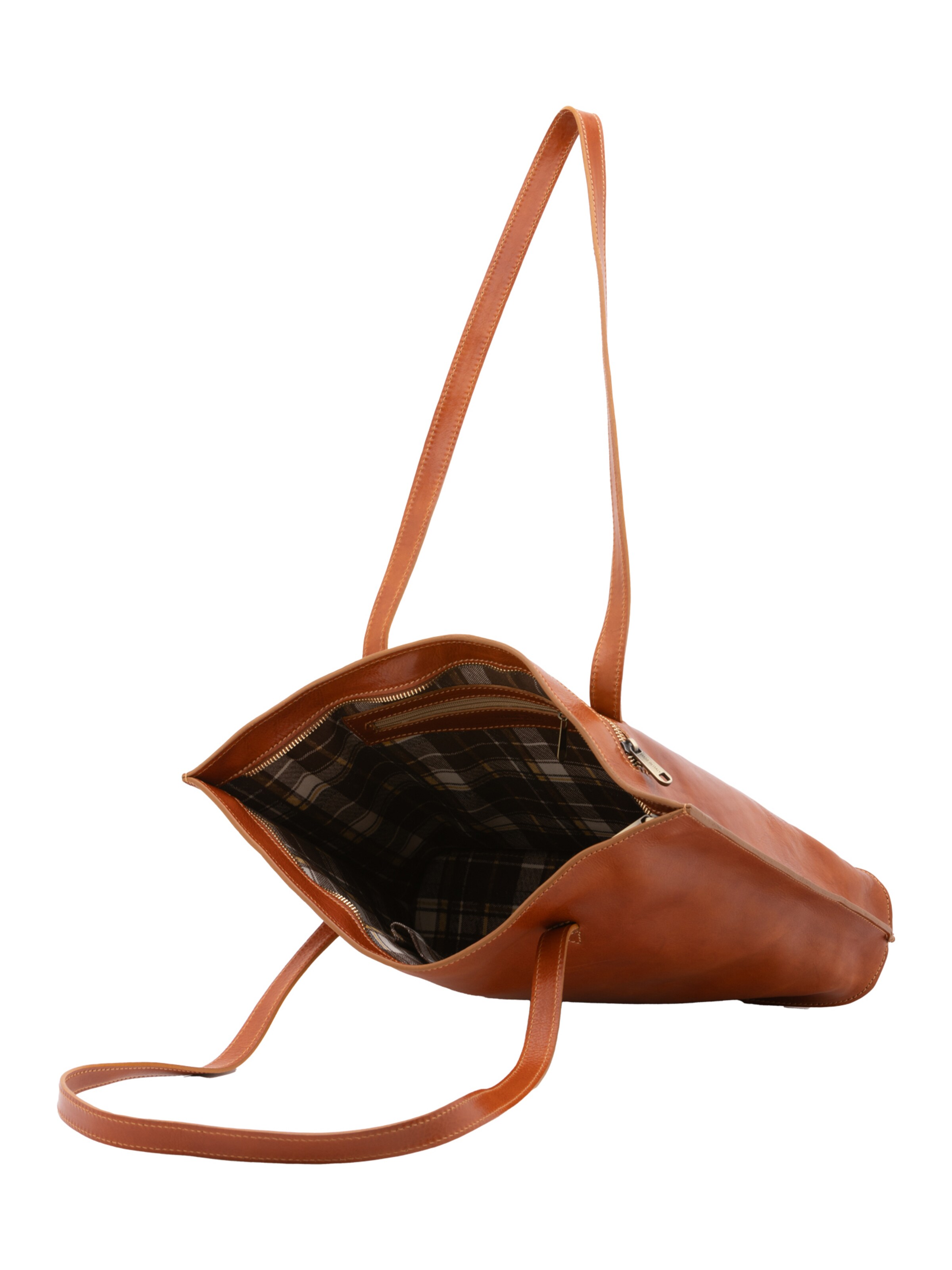 Borsa a spalla 'Borsa a Spalla Donna Pelle Vera Vacchetta - Chiusura Zip Made in Italy' di I Fratelli in beige