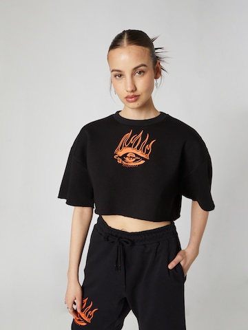 VIERVIER Sweatshirt 'Lina' in Zwart: voorkant