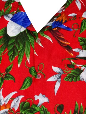 King Kameha Regular fit Button Up Shirt 'Cherryparrot' in Red