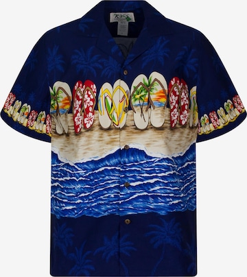 KY's Regular fit Button Up Shirt 'Flip-Flop' in Blue: front