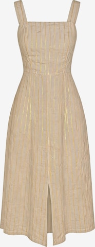 Haris Cotton Sukienka 'Square Neck Striped Linen Tie Back Dress with Front Slit' w kolorze beżowy: przód