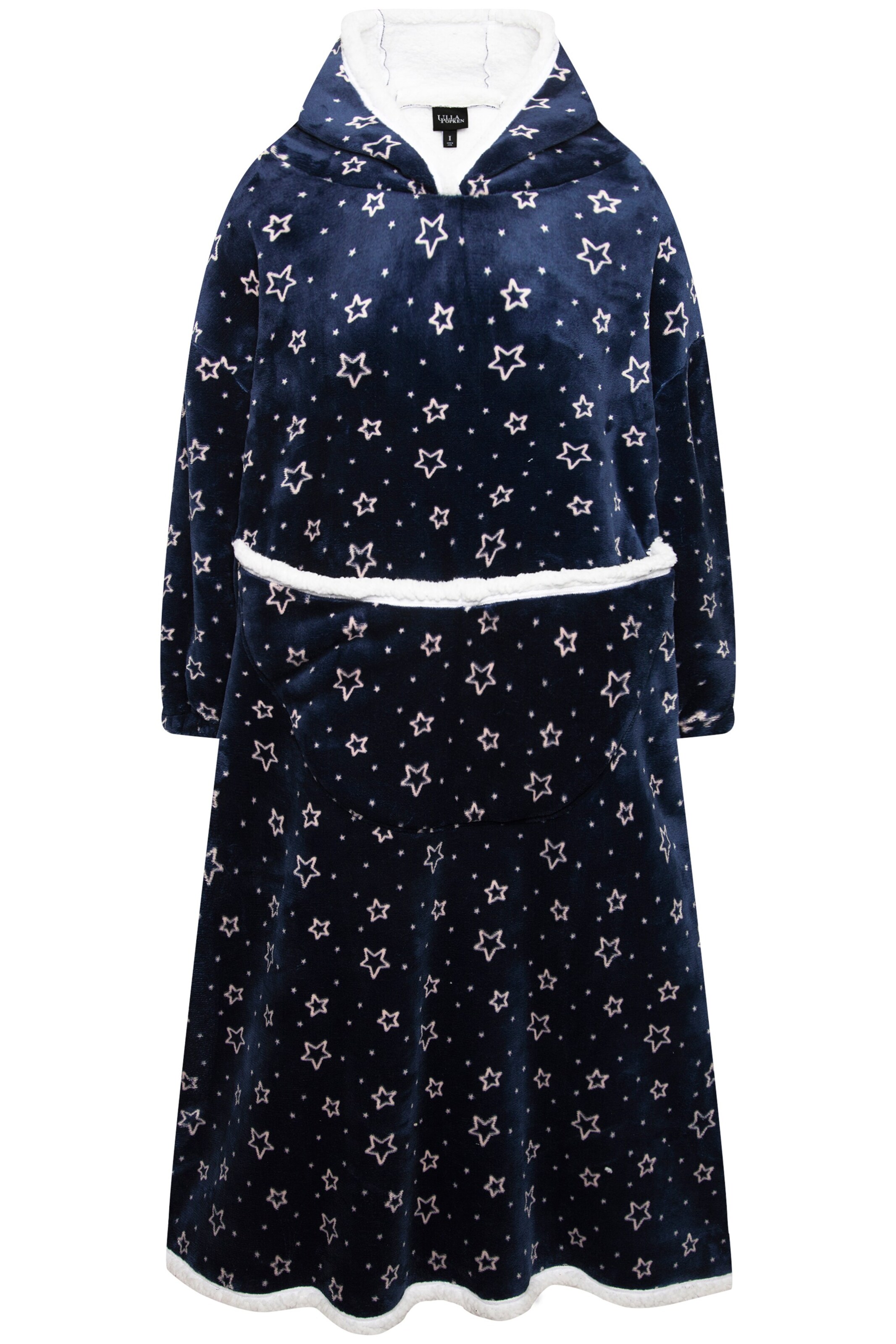 Ulla Popken Badjas lang  in Blauw: voorkant