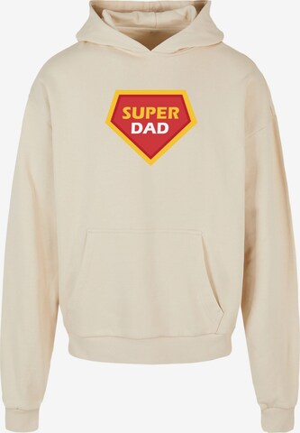Sweat-shirt 'Fathers Day - Super dad' Merchcode en beige : devant