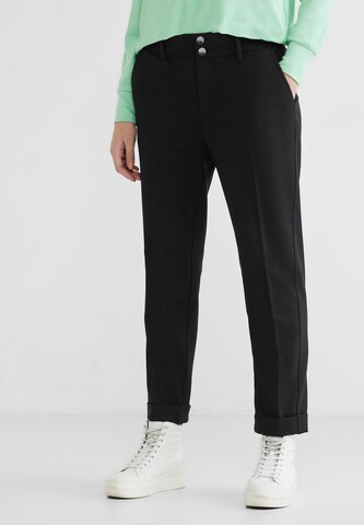 STREET ONE Regular Trousers with creases in Black