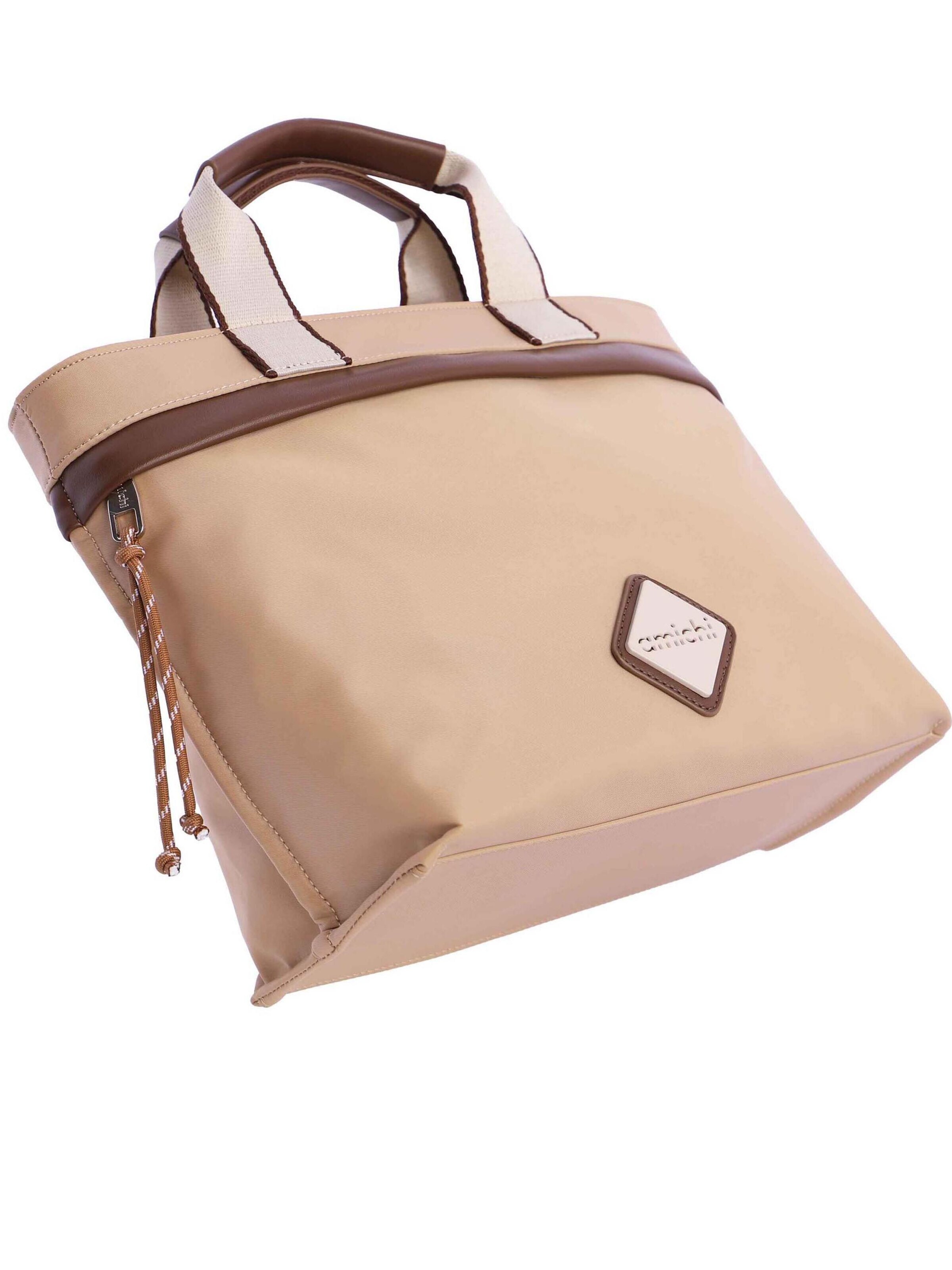 Amichi - Bolso de mano 'Bolso de mano para mujer Aurora de nailon con cremallera' en beige