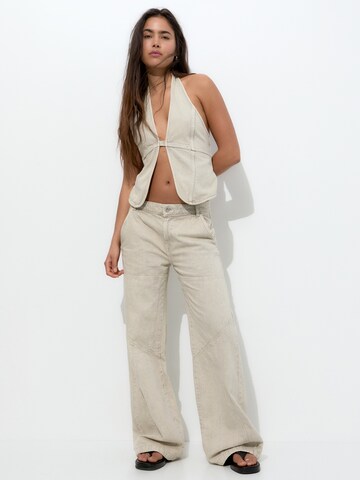 Pull&Bear Wide leg Jeans i grå