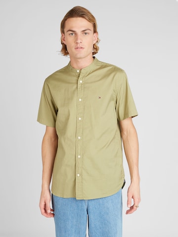 TOMMY HILFIGER Regular fit Skjorta 'Flex Mao' i grön: framsida