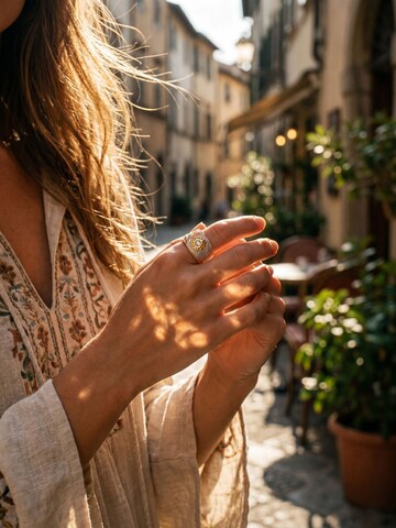 Nemomatheo Ring 'Émaille Floral' in Beige