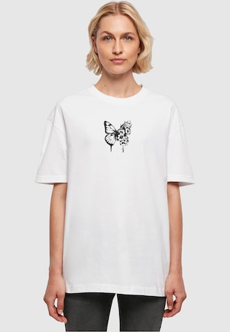 Merchcode Oversized shirt 'Flowers Bloom' in Wit: voorkant