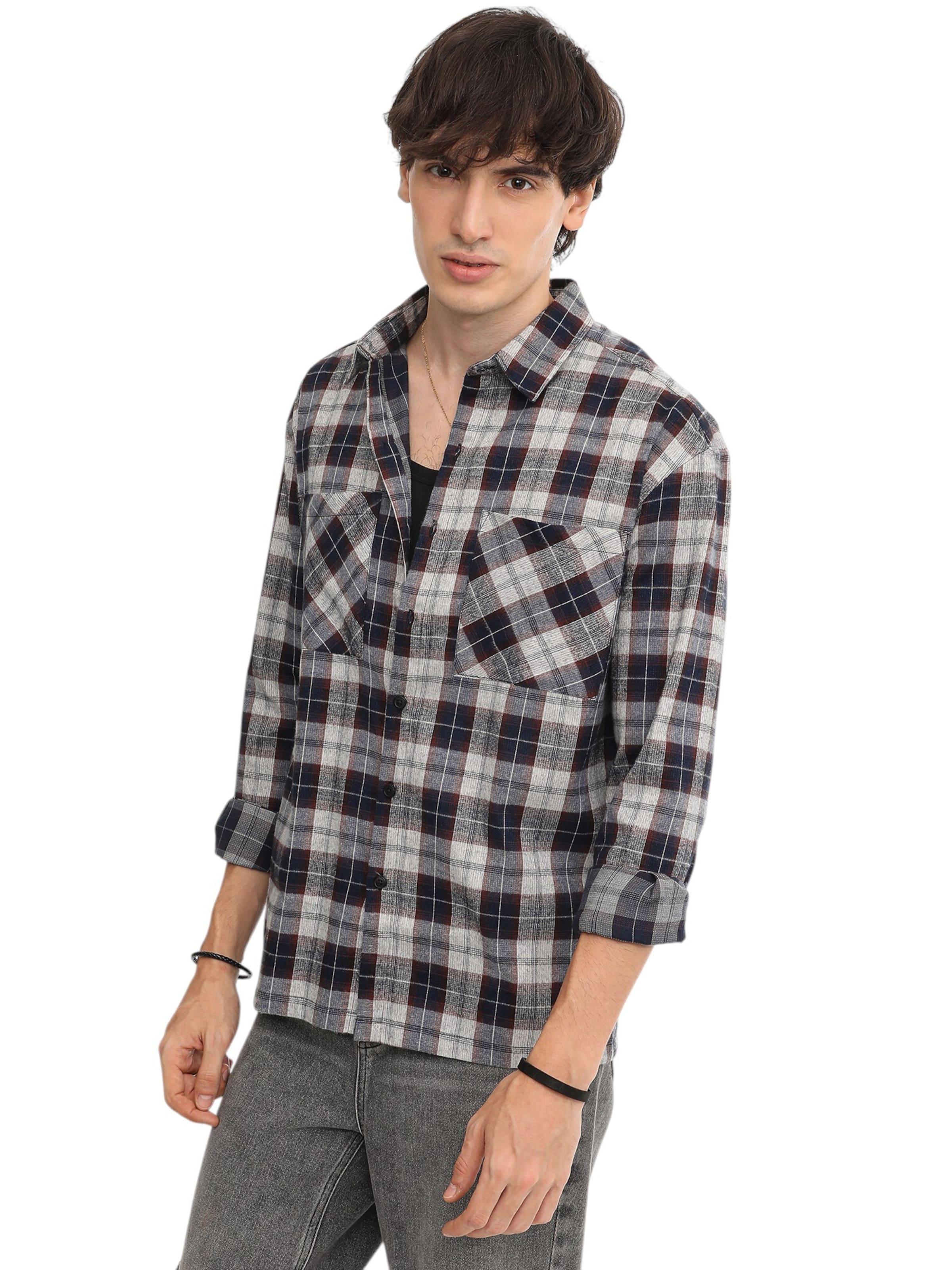 pelēks Campus Sutra Standarta piegriezums Krekls 'Tawnie'