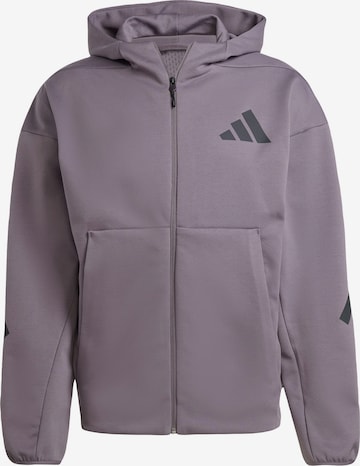 ADIDAS SPORTSWEAR Athletic Zip-Up Hoodie 'Z.N.E.' in Grey: front