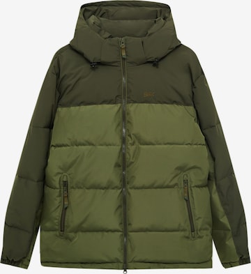 Pull&Bear Winter Jacket in Green: front