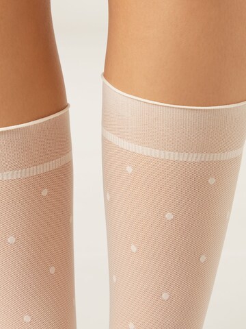 CALZEDONIA Socks '20 DENIER POLKA' in Beige