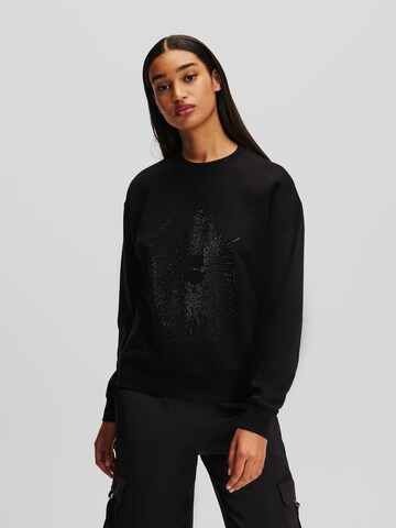 Karl Lagerfeld Sweatshirt ' Kameo Rhinestone ' in Black: front