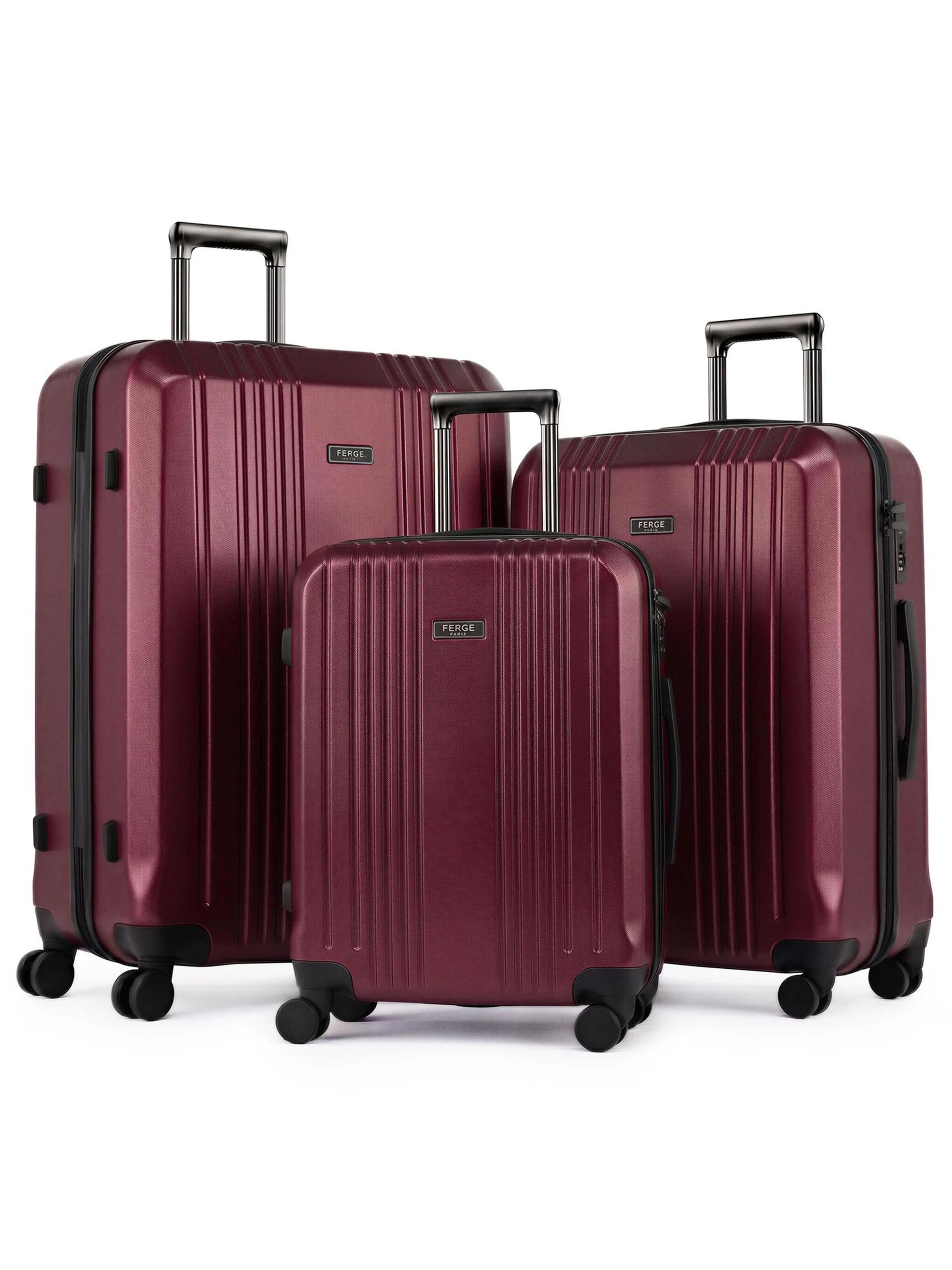 FERGÉ Suitcase Set '3-teilig Hartschale CANNES Trolley Set' in Red: front