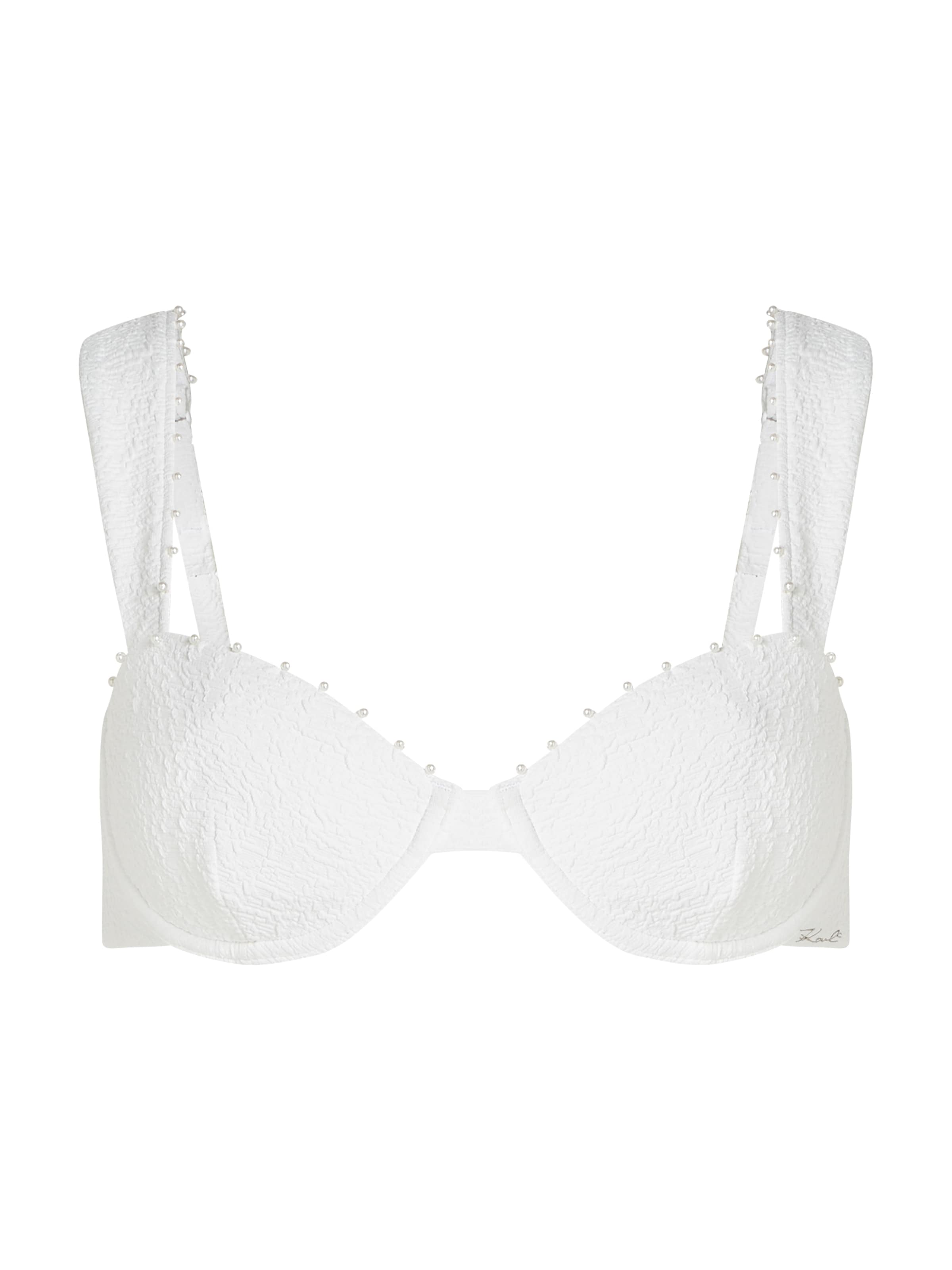 Karl Lagerfeld Triangel Bikinioverdel ' Strukturiertes Bikini-Top Perlen und Bügeln ' i beige: forside