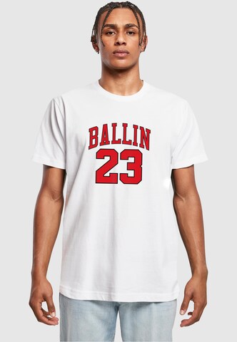 Mister Tee Regular fit Póló 'Ballin 23' - fehér: elől