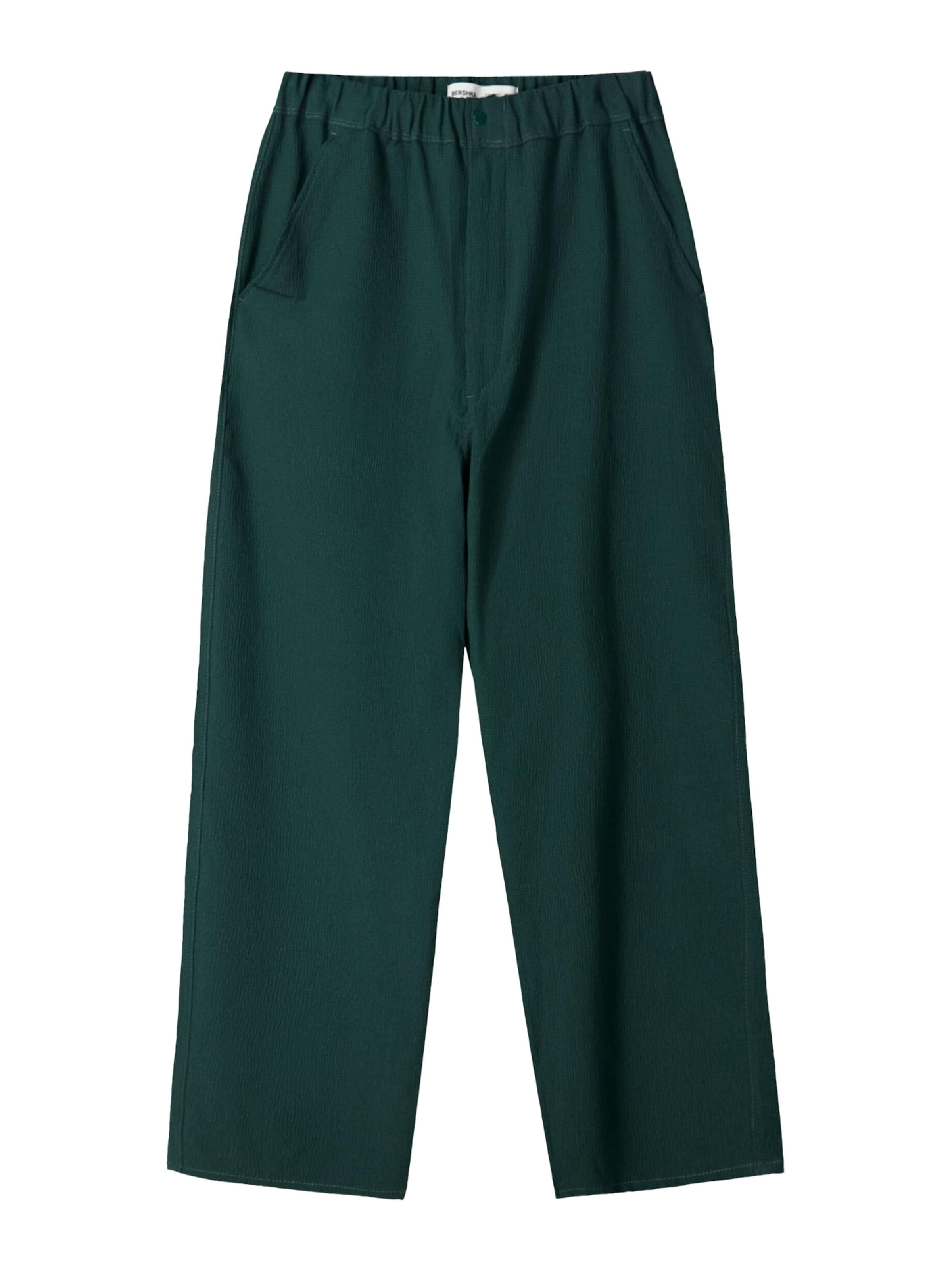 Bershka Lużny krój Spodnie w kolorze zielony: przód