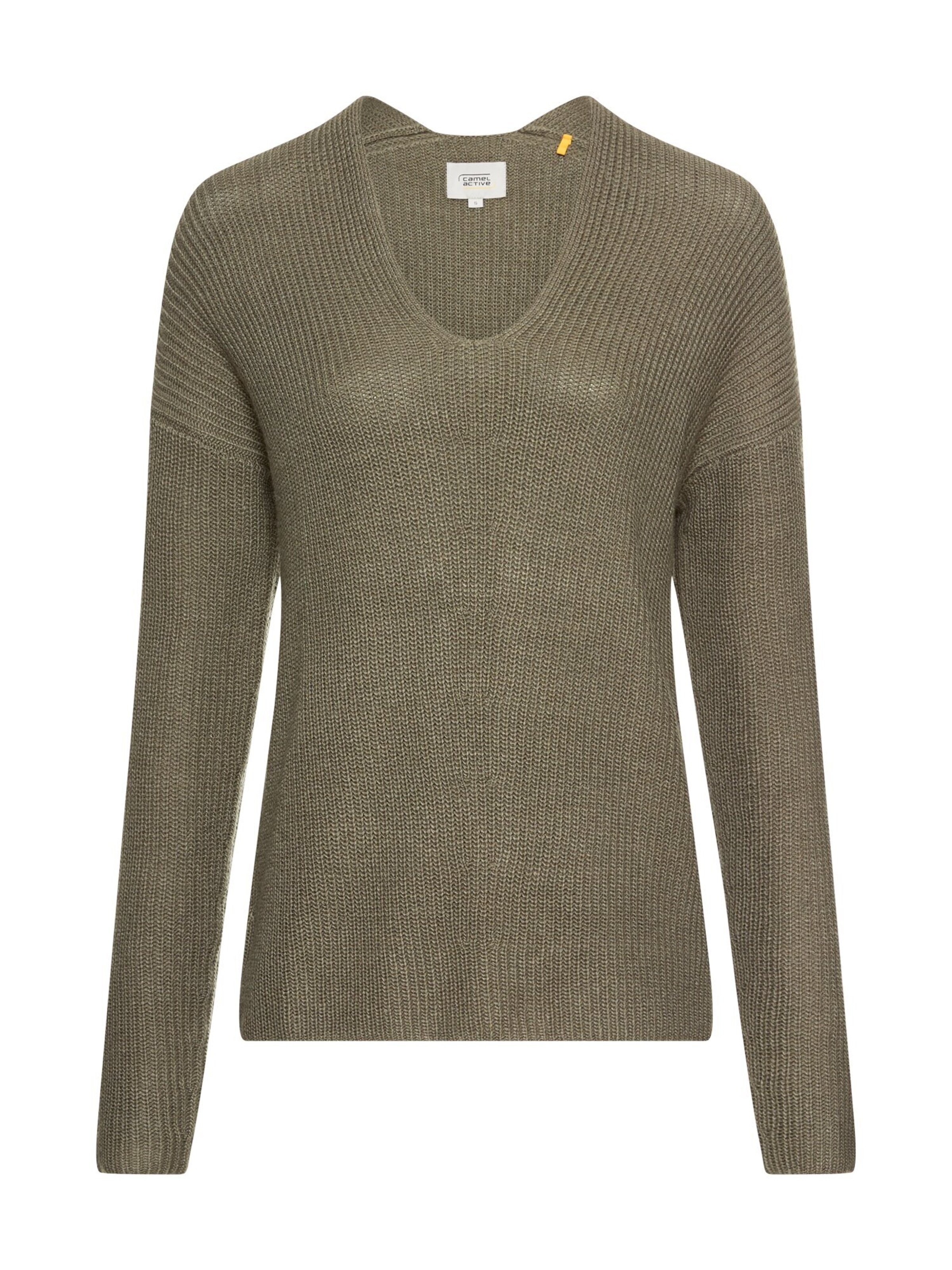 CAMEL ACTIVE Strickpullover mit V-Ausschnitt in Grün: Vorderseite