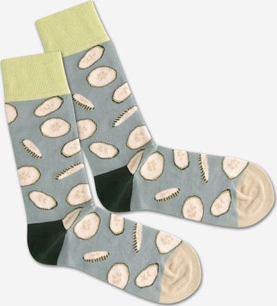 DillySocks Ponožky 'Cucumber Water' - béžová / modrá / šedá / zelená, Produkt