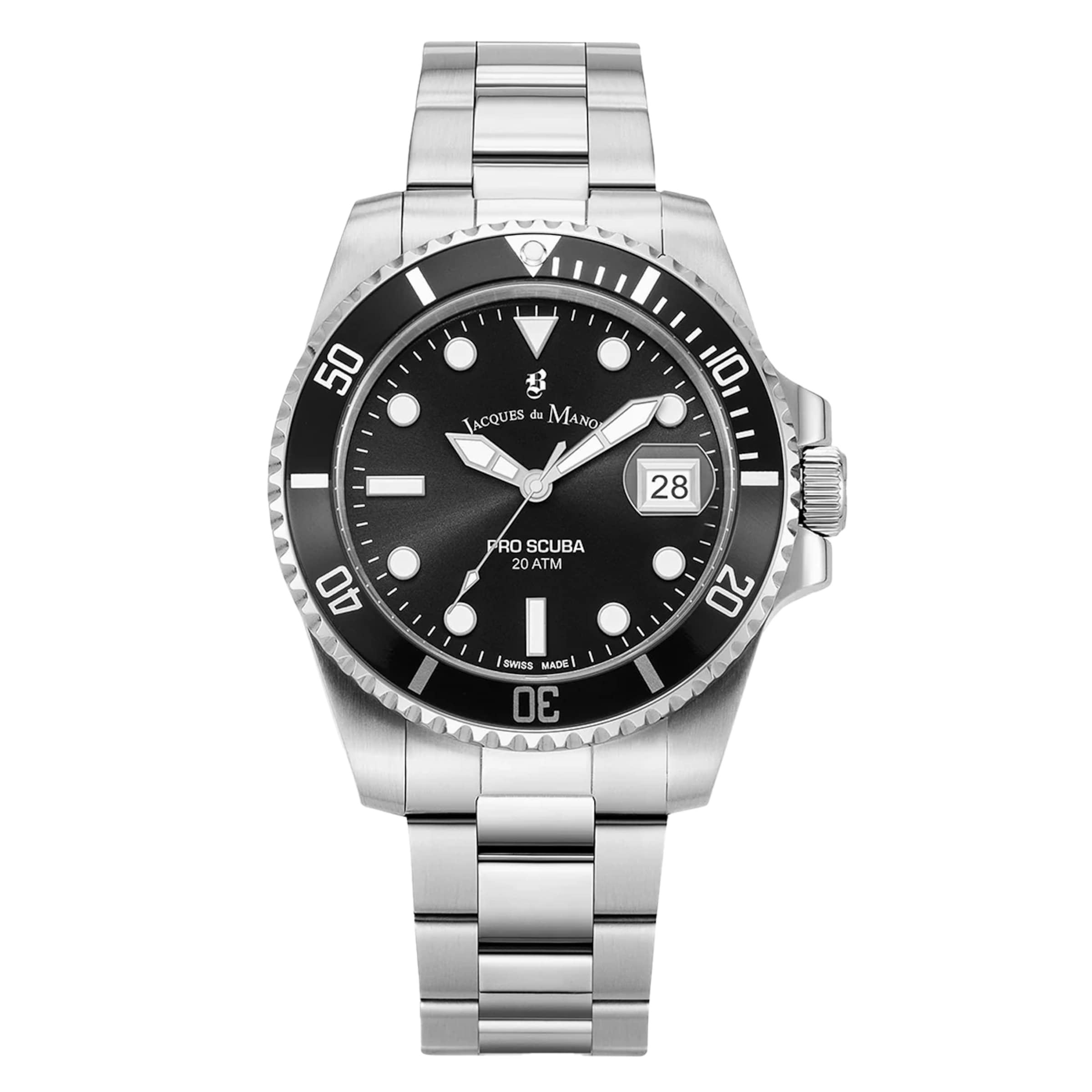 Montre à affichage analogique Jacques du Manoir en argent : devant